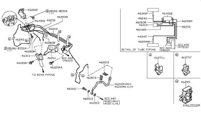2011 Nissan Versa  Bracket-Brake Tube Diagram for 46261ED00A