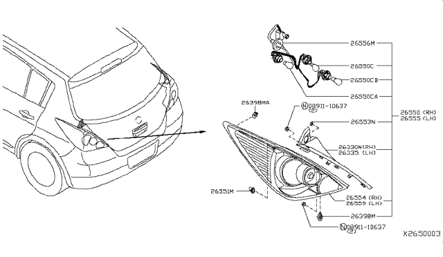 2011 Nissan Versa  Bulb Diagram for 267179B90D