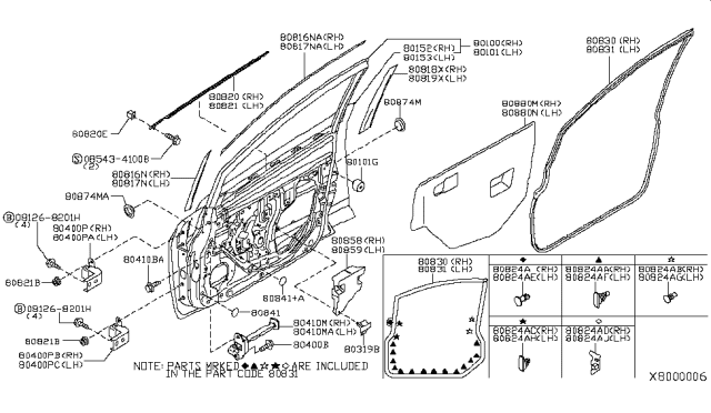 2011 Nissan Versa  Clip-Weatherstrip Diagram for 80851ED00A