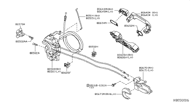 2007 Nissan Versa  Front Door Lock Actuator Motor, Left Diagram for 80501EL000
