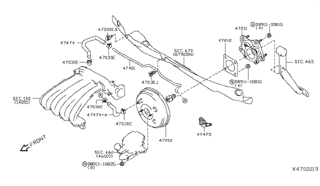 2012 Nissan Versa  Tube-Booster To Tank Diagram for 47401EL000