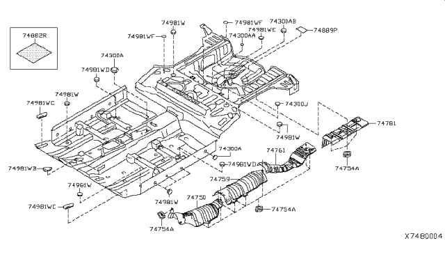 2010 Nissan Versa Cover Hole Diagram for 74849AX010