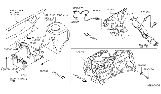 2007 Nissan Versa  Engine Control Module Diagram for 237108W82B