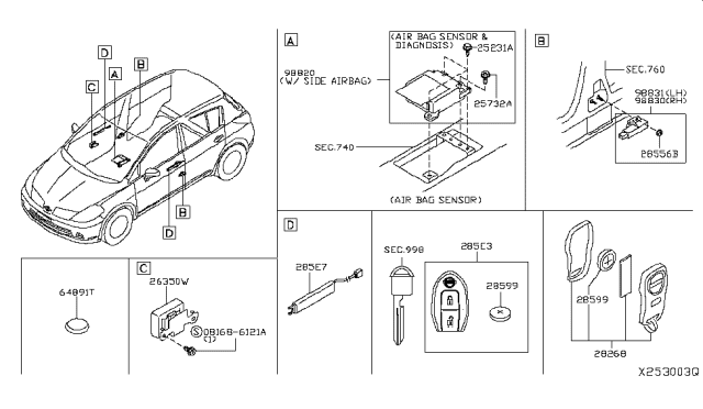 2011 Nissan Versa  Antenna Assembly-Door, Smart KEYLESS Diagram for 285E7ED000