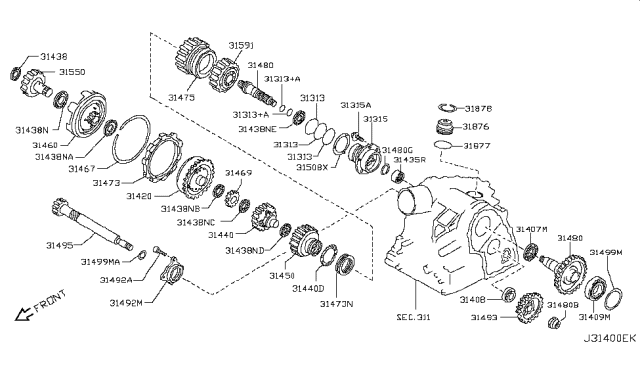 2012 Nissan Versa  Bearing-Needle, Thrust Diagram for 3145531X02