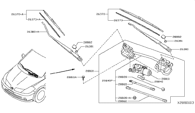 2012 Nissan Versa Cover-Wiper Arm Diagram for 28882ZN50A