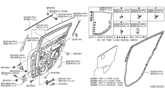 2012 Nissan Versa  WEATHERSTRIP-Rear RH Diagram for 82830ED50A