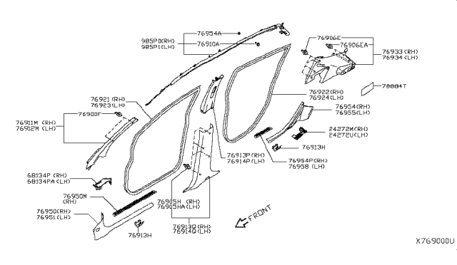 2008 Nissan Versa  INSULATOR-Rear Pillar, Inner Diagram for 76884EL005