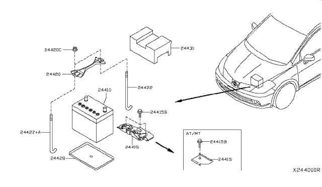 2009 Nissan Versa  Tray-Battery Diagram for 24428EL000