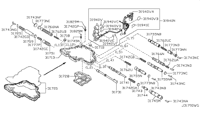 2009 Nissan Versa  Control Valve Assembly Diagram for 317051XC1D