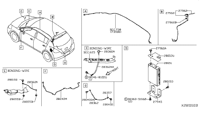 2009 Nissan Versa  Feeder-Antenna Diagram for 28241ZW80A