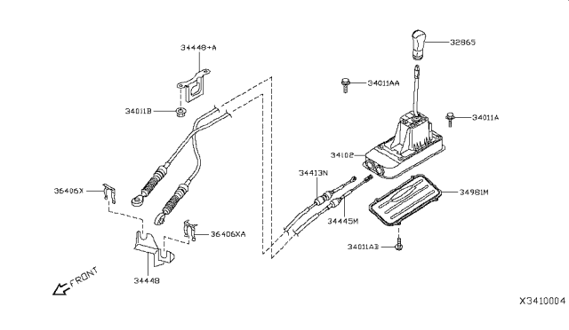 2007 Nissan Versa Bracket-Cable Diagram for 34448EE40A