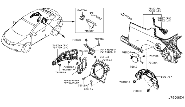 2011 Nissan Murano  Actuator Assy-Fuel Lid Opener Diagram for 788505Y70A