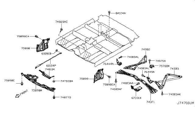 2011 Nissan Murano Cover-Front Under, LH Diagram for 648391AA0A