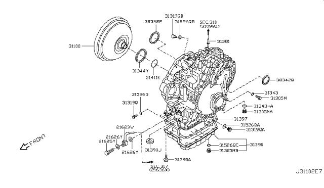 2014 Nissan Murano  Seal Oil-Differential Diagram for 3834206R01