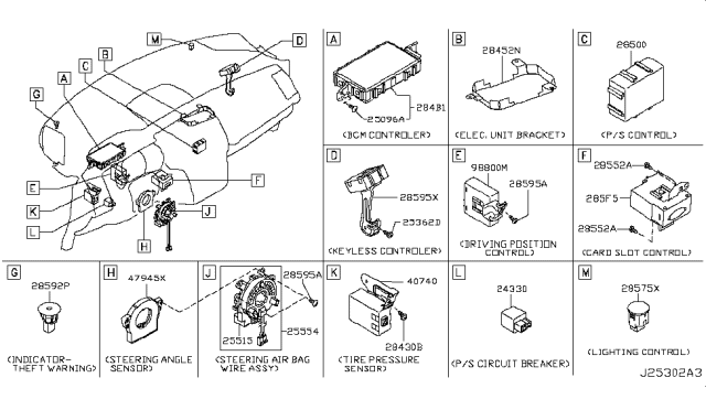 2012 Nissan Murano  Cont Assembly-Card Slot Diagram for 285F51AA0A