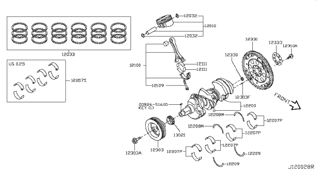 2011 Nissan Murano Piston, W/PIN Diagram for A2010JP00C