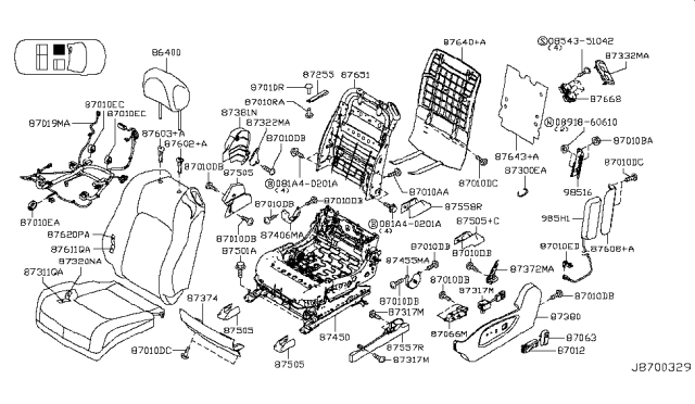 2012 Nissan Murano  Nut Diagram for 89612EG00A