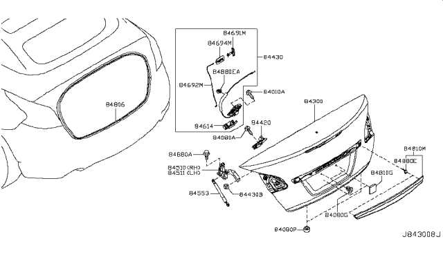 2014 Nissan Murano Wire-Trunk Lid Diagram for 846921GR0A