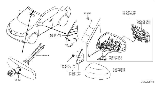 2013 Nissan Murano Mirror Assembly-Door, LH Diagram for 963021GR0A