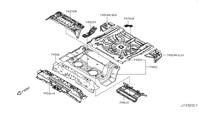 2012 Nissan Murano  Support-Rear Seat Back Diagram for 745201GR0A
