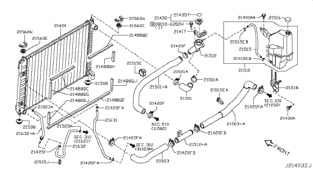 2012 Nissan Murano  Hose-Auto Transmission Oil Cooler Diagram for 21631JP01A
