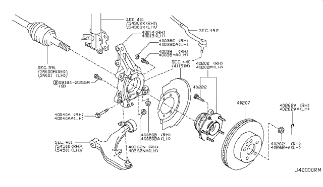 2012 Nissan Murano  Rotor-Disc Brake, Front Diagram for 40206EG000