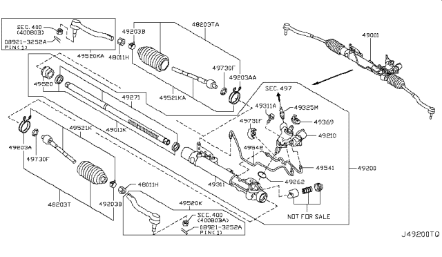 2013 Nissan Murano Rack Assy-Power Steering Diagram for 492711AA0A