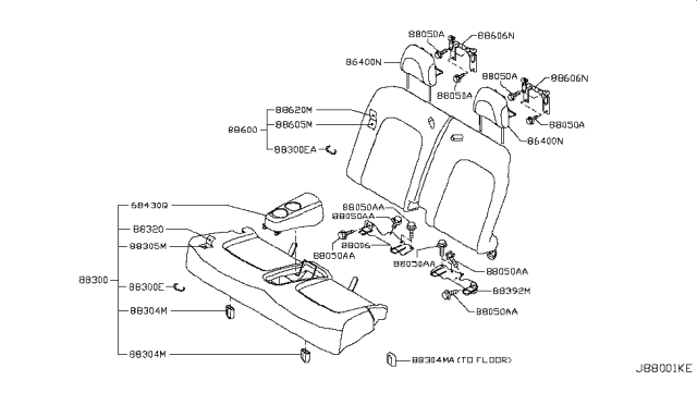 2013 Nissan Murano Bracket Diagram for 883921GR0A