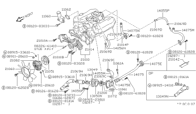 1987 Nissan Pathfinder  Gasket-RETUN Pipe Diagram for 21014V5010