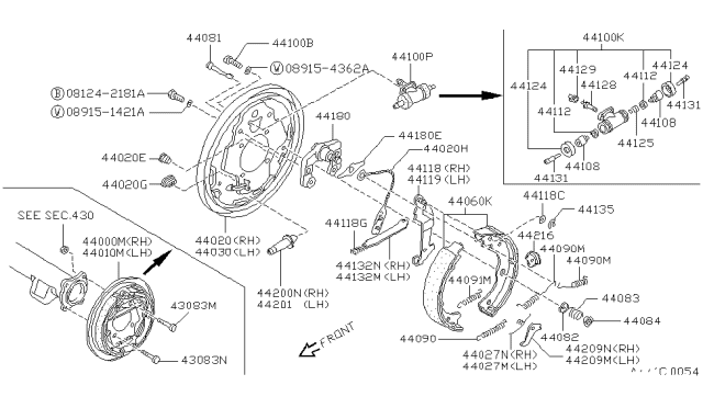 1988 Nissan Pathfinder  RETAINER Spring Diagram for 4408401A00