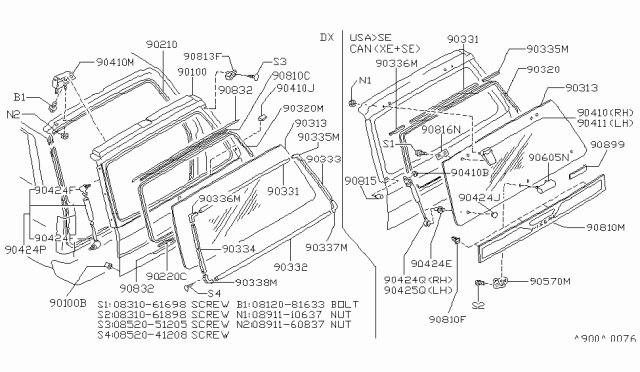 1989 Nissan Pathfinder Rubber Bumper Diagram for 65822M7000