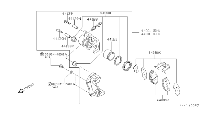1991 Nissan Pathfinder  CALIPER Assembly Rear RH Diagram for 4400132G00