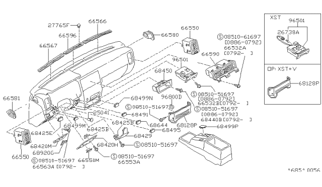1993 Nissan Pathfinder Plug-Switch Hole Diagram for 6896001F02