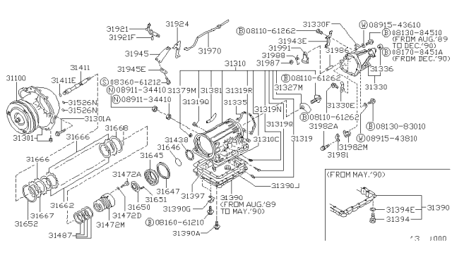 1990 Nissan Pathfinder Seal Oil Rear Extension Diagram for 31336X8000