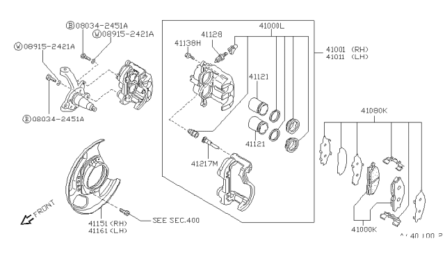 1988 Nissan Pathfinder  CALIPER-Brake RH Diagram for 4100109G05