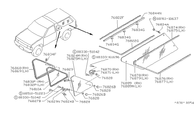 1993 Nissan Pathfinder Nut Diagram for 7684415F10