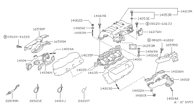 1994 Nissan Pathfinder Gasket-Intake Manifold Diagram for 1403375P00