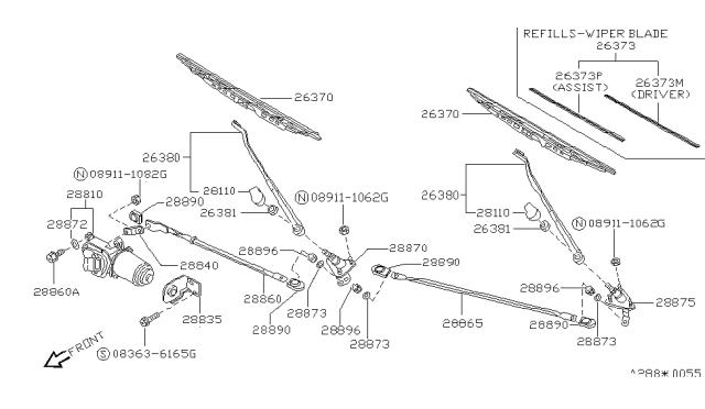 1993 Nissan Pathfinder Connecting Link Diagram for 28842S3801