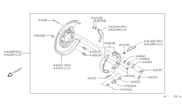 1994 Nissan Pathfinder Nut-Adjuster Diagram for 44201V0310