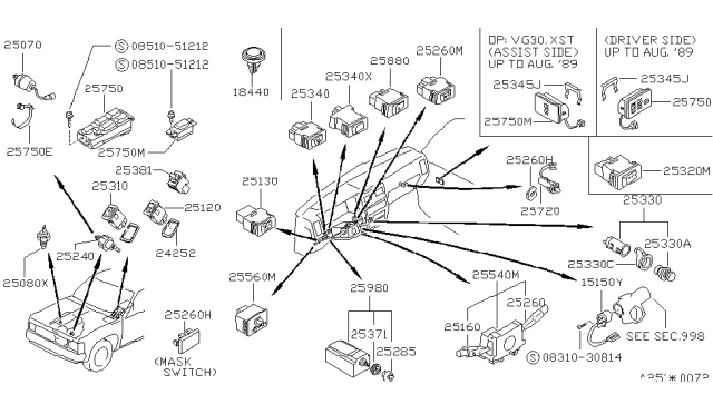 1990 Nissan Pathfinder  12V Lighter Cover Diagram for 2533589981