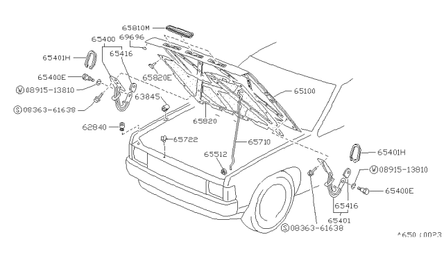 1994 Nissan Pathfinder  Bumper Hood Diagram for 6582205S60