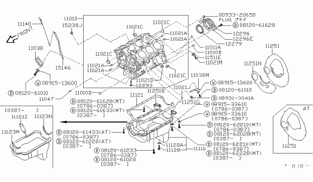1988 Nissan Pathfinder  Cylinder Blk Jet Oil Diagram for 11047W0500