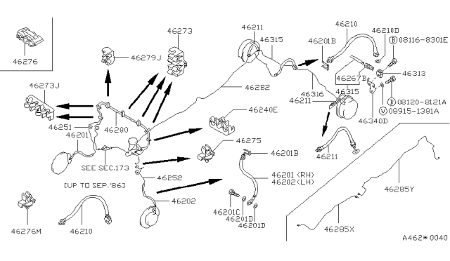 1990 Nissan Pathfinder  Clip Tube Brake Diagram for 4627101G00