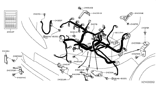 2015 Nissan NV  Harness-Sub, Engine Diagram for 240113LM0A
