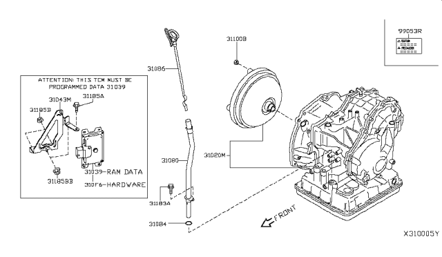 2019 Nissan NV  Label-Oil Caution Diagram for 990533TA0A