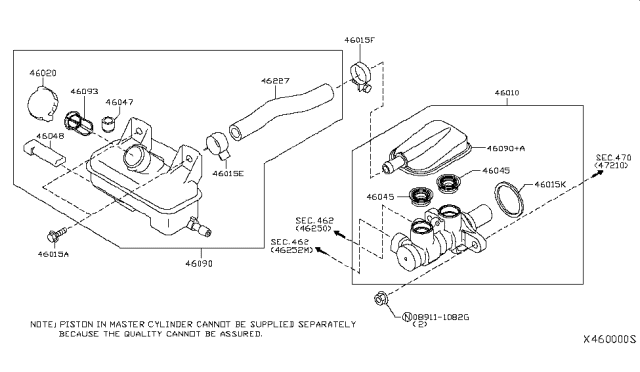 2013 Nissan NV Seal-Reservoir Tank Diagram for 46045EA000