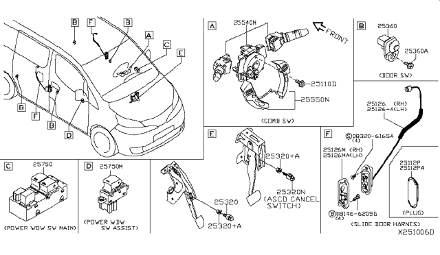 2017 Nissan NV  Switch Assy-Power Window, Assist Diagram for 254113LM0B