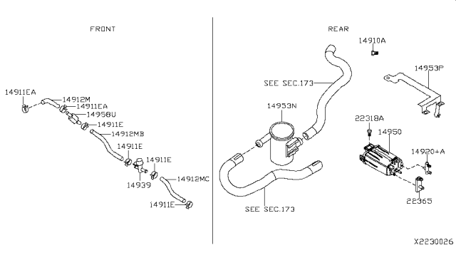 2015 Nissan NV Hose-Fuel Evaporation Control Diagram for 14912EM30A