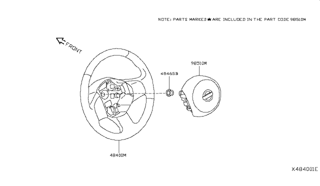 2019 Nissan NV Steering Wheel Assembly Without Less Pad Diagram for 484309SJ2A